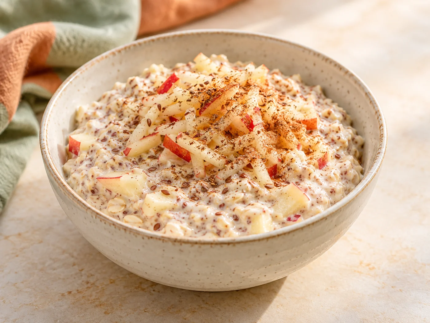 KI-Illustration: Overnight Oats mit Apfel und Zimt